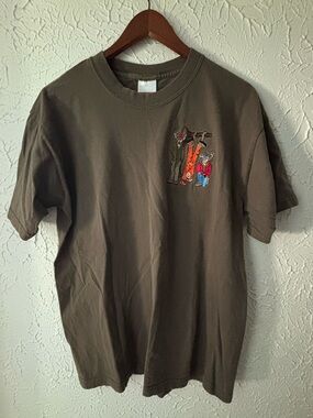 Vintage Men's Olive Green Graphic Tee